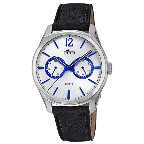 Lotus Uhr Für Herren 18374/2 Outlet Silber Edelstahl Case SchwarzLeder Band von Lotus