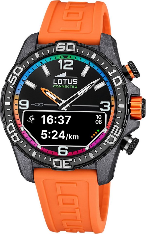Lotus Multifunktionsuhr Lotus Herrenuhr Kunststoff orange Lotus, (Multifunktionsuhr), Herren Armbanduhr rund, groß (ca. 45mm), Kohlefaser, Sport, Fashion von Lotus