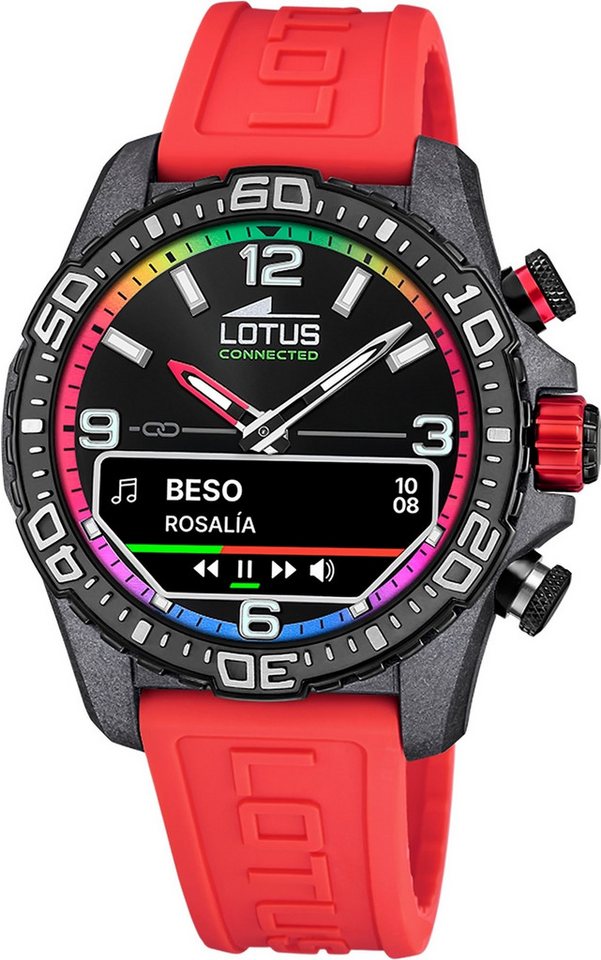 Lotus Multifunktionsuhr Lotus Herrenuhr Kunststoff rot Lotus, (Multifunktionsuhr), Herren Armbanduhr rund, groß (ca. 45mm), Kohlefaser, Sport, Fashion von Lotus