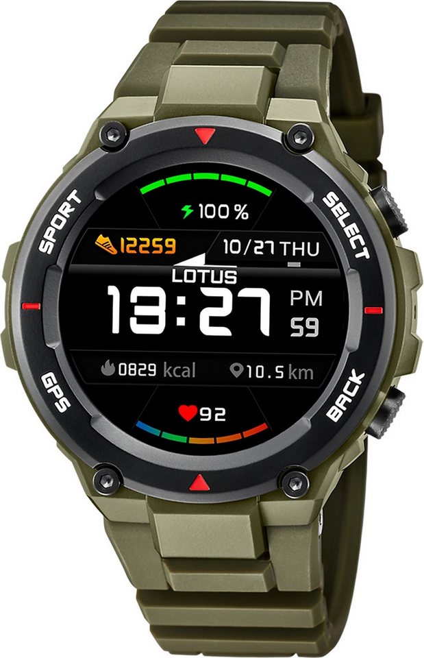 Lotus Multifunktionsuhr Lotus Herrenuhr Silikon grün Lotus, (Multifunktionsuhr), Herren Armbanduhr rund, extra groß (ca. 50,8mm), Edelstahl von Lotus