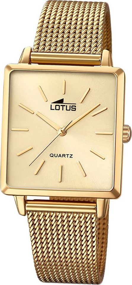 Lotus Quarzuhr LOTUS Edelstahl Damen Uhr 18719/2, Damenuhr mit Edelstahlarmband, eckiges Gehäuse, klein (ca. 27mm), Fash von Lotus