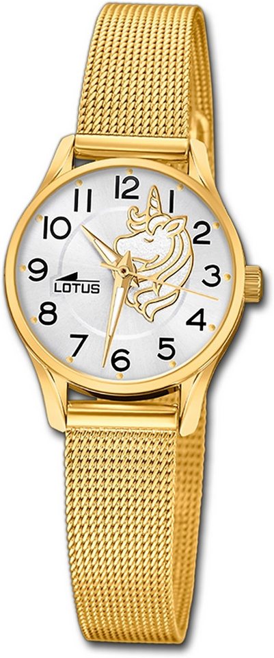 Lotus Quarzuhr Lotus Jugend Kinderuhr Edelstahl gold, (Analoguhr) von Lotus