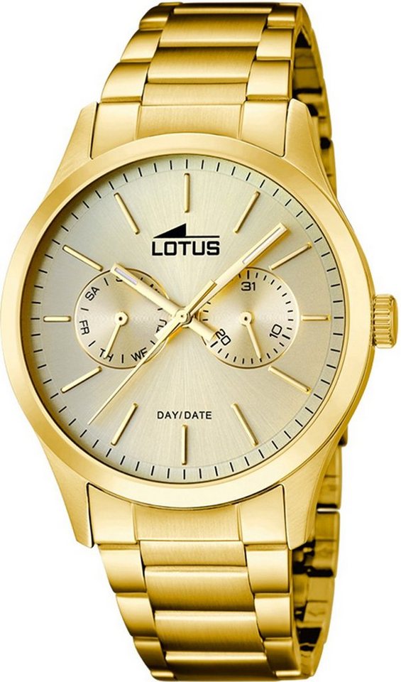 Lotus Quarzuhr Lotus Herren Uhr Elegant L15955/2, (Analoguhr), Herren Armbanduhr rund, Edelstahl, PVDarmband gold von Lotus
