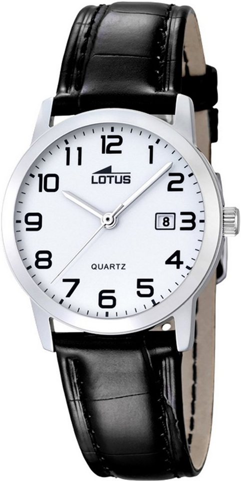 Lotus Quarzuhr Lotus Damen Uhr Elegant L18240/1 Leder, Damen Armbanduhr rund, Lederarmband schwarz von Lotus