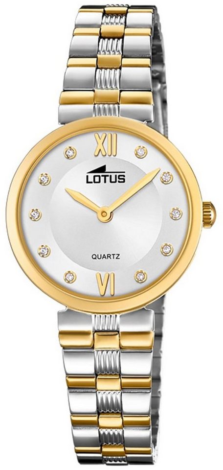 Lotus Quarzuhr LOTUS Damen Uhr Fashion 18542/3, Damen Armbanduhr rund, Edelstahlarmband silber, gold von Lotus