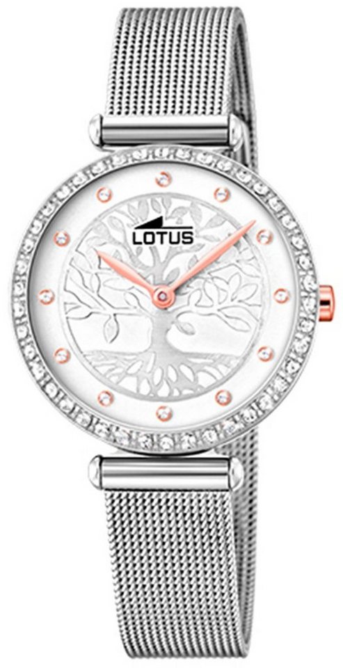 Lotus Quarzuhr LOTUS Damen Uhr Fashion 18709/1, Damenuhr rund, klein (ca. 29mm) Edelstahlarmband silber von Lotus