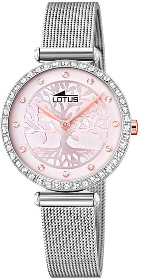 Lotus Quarzuhr LOTUS Damen Uhr Fashion 18709/2, Damenuhr rund, klein (ca. 29mm) Edelstahlarmband silber von Lotus