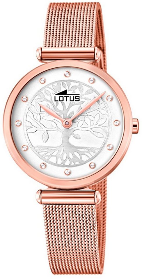 Lotus Quarzuhr LOTUS Damen Uhr Fashion 18710/1, Damenuhr rund, klein (ca. 29mm) Edelstahlarmband rosegold von Lotus