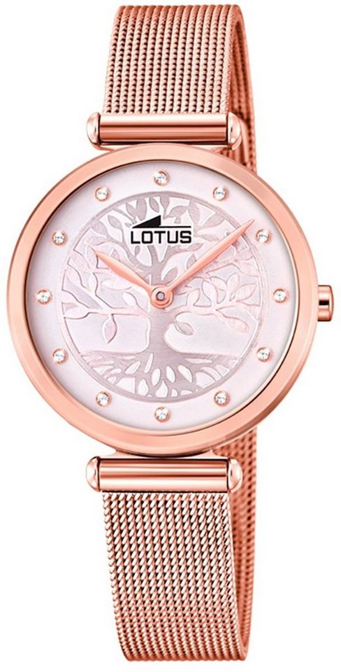 Lotus Quarzuhr LOTUS Damen Uhr Fashion 18710/2, Damenuhr rund, klein (ca. 29mm) Edelstahlarmband rosegold von Lotus