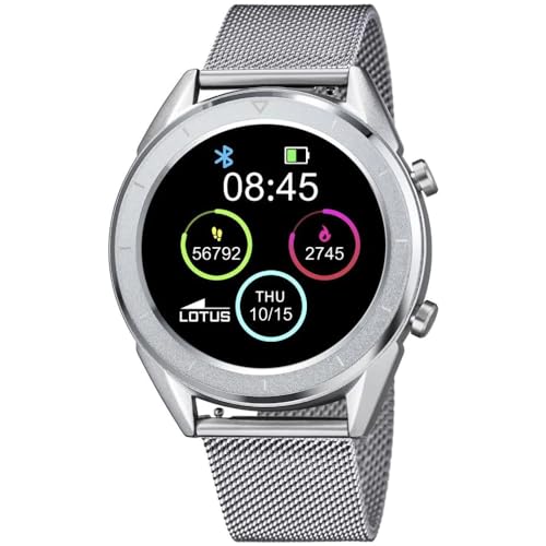 LOTUS Smartime Digital Herren Armbanduhr aus Edelstahl mit Milanaise-Armband in der Farbe Silber 47 mm von LOTUS