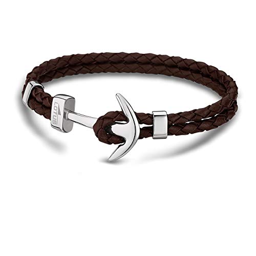Lotus Style Armband für Herren aus Edelstahl und Leder in der Farbe Silber und Braun, Durchmesser: 21,5 cm, LS1832-2/5 von Lotus