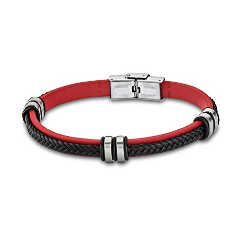 LOTUS STYLE Leder Armband LS1829-2/3 Damen/Herren schwarz rot D2JLS1829-2-3 ein schönes Geschenk zu Weihnachten, Geburtstag, Valentinstag für die Frau, für den Mann von Lotus