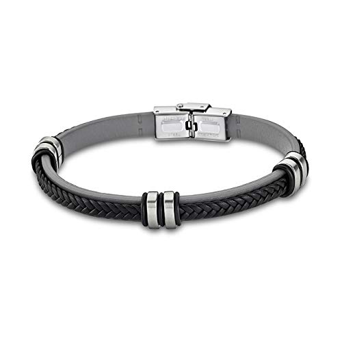 LOTUS STYLE Leder Armband LS1829-2/4 Damen/Herren grau schwarz D2JLS1829-2-4 ein schönes Geschenk zu Weihnachten, Geburtstag, Valentinstag für die Frau, für den Mann von Lotus