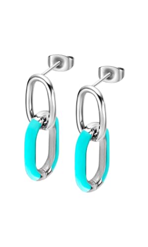 Lotus Style Ohrringe für Damen aus Edelstahl in der Farbe Silebr Türkis, Maße: 2,8x1,8 cm, LS2330-4/2 von Lotus Style