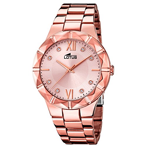 Lotus Damen Uhr Edelstahl Armbanduhr Rosegold Analoguhr von Lotus