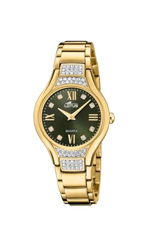 Lotus Damen Armbanduhr Bliss aus Edelstahl mit Zirkonia in der Farbe Gold-Khaki 33mm, Wasserdichtigkeit: 5Bar, 18911/6 Lotus Damen Armbanduhr Bliss aus Edelstahl mit Zirkonia in der Farbe Gold-Khaki 33mm, Wasserdichtigkeit: 5Bar, 18911/6 von LOTUS