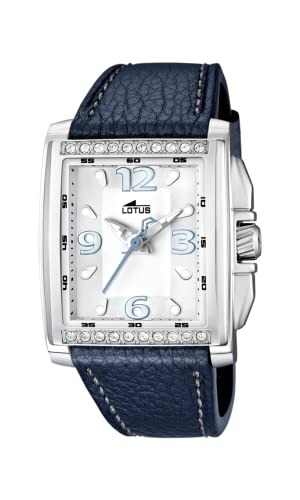 Lotus Uhr Für Damen 15996/3 Outlet Silber Edelstahl Case BlauLeder Band von Relojes Lotus