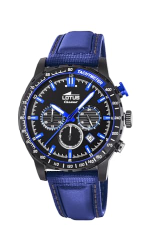 Lotus Uhr Für Herren 18588/2 Color Schwarz Edelstahl Case BlauLeder Band von Relojes Lotus