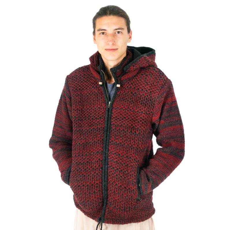 Handgemachter Wollpullover Mit Fleecefutter Und Kapuze Made in Nepal von LotusCraftAndFashion