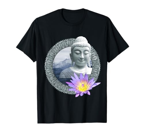Buddha Figur Motiv Kleidung mit Aufdruck Damen Herren Lotus T-Shirt Buddha Figur Motiv Kleidung mit Aufdruck Damen Herren Lotus T-Shirt von Lotusblume spirituelles Symbol Yoga Namaste Natur