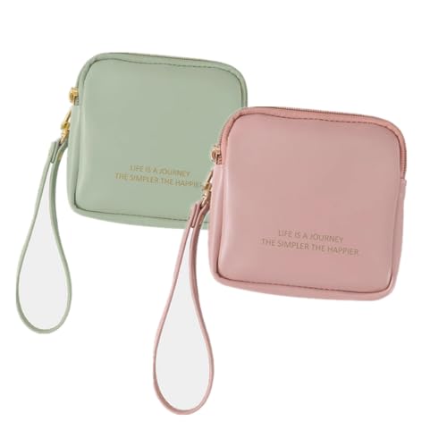 Lotuses 2 Pieces Period Bag School Girls Tying Storage Mini Handbag for Tampons Waterproof Tampon Bags with Zip for Girls Napkins Cloths Lipstick Keys (Pink&Green) von Lotuses
