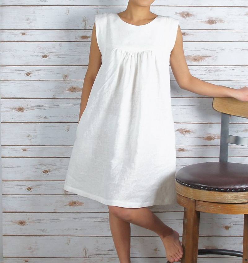 Ld 1804 - 34.5"/Ganzjahreszeit Kleid/ 100% Gewaschenes Leinen Länge 34.5" Handmade By Mir von LouEmbrace