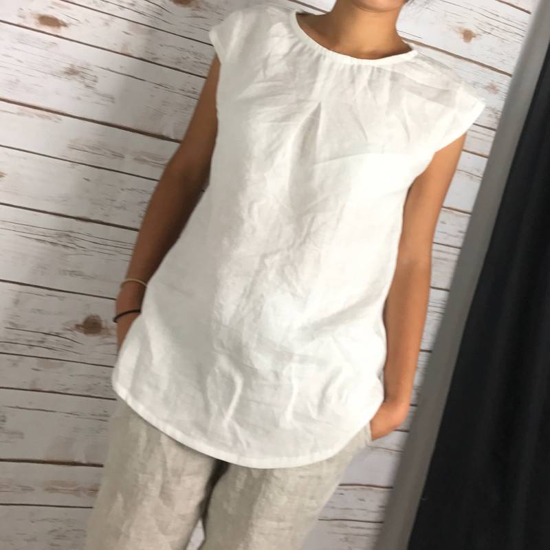 Lt 1534/100% Leinen Bluse/ Top 70-70cm/Ärmellos von LouEmbrace