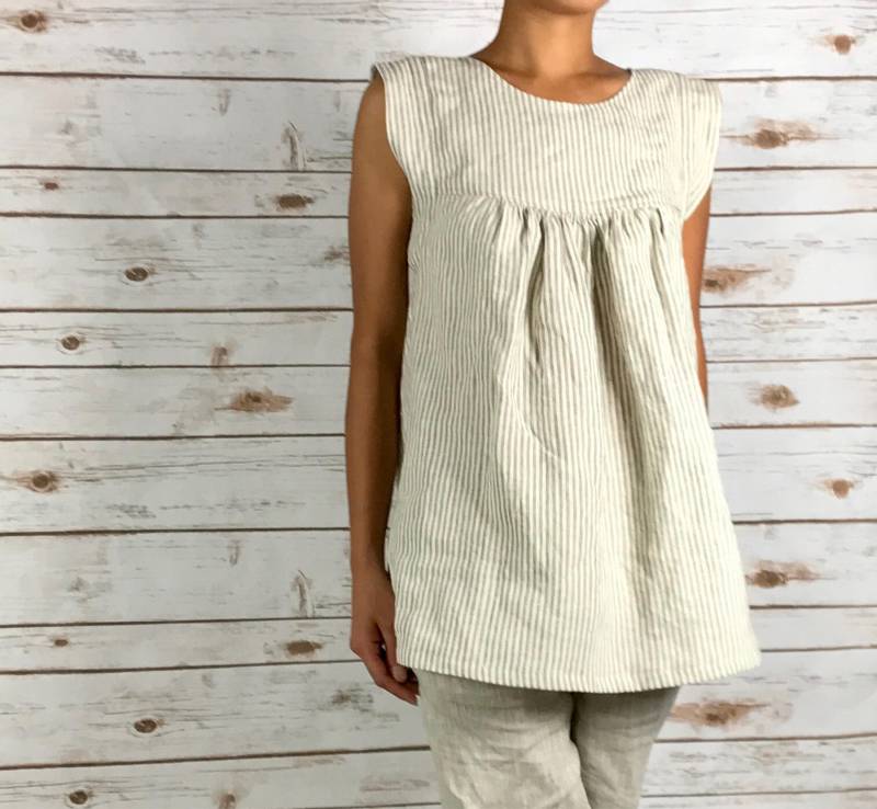 Lt 1802 /Leinenbluse/ Ganzjahresshirt/ Ausgewaschen/ Strukturiert/ 100% Leinen/ Leinenspitze/ Tunika/Bluse von LouEmbrace