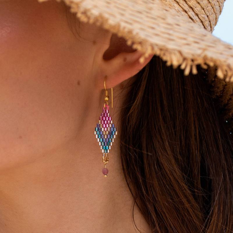 Miyuki Ohrrringe Pink 925 Silber Federleicht von LouMarieSchmuck