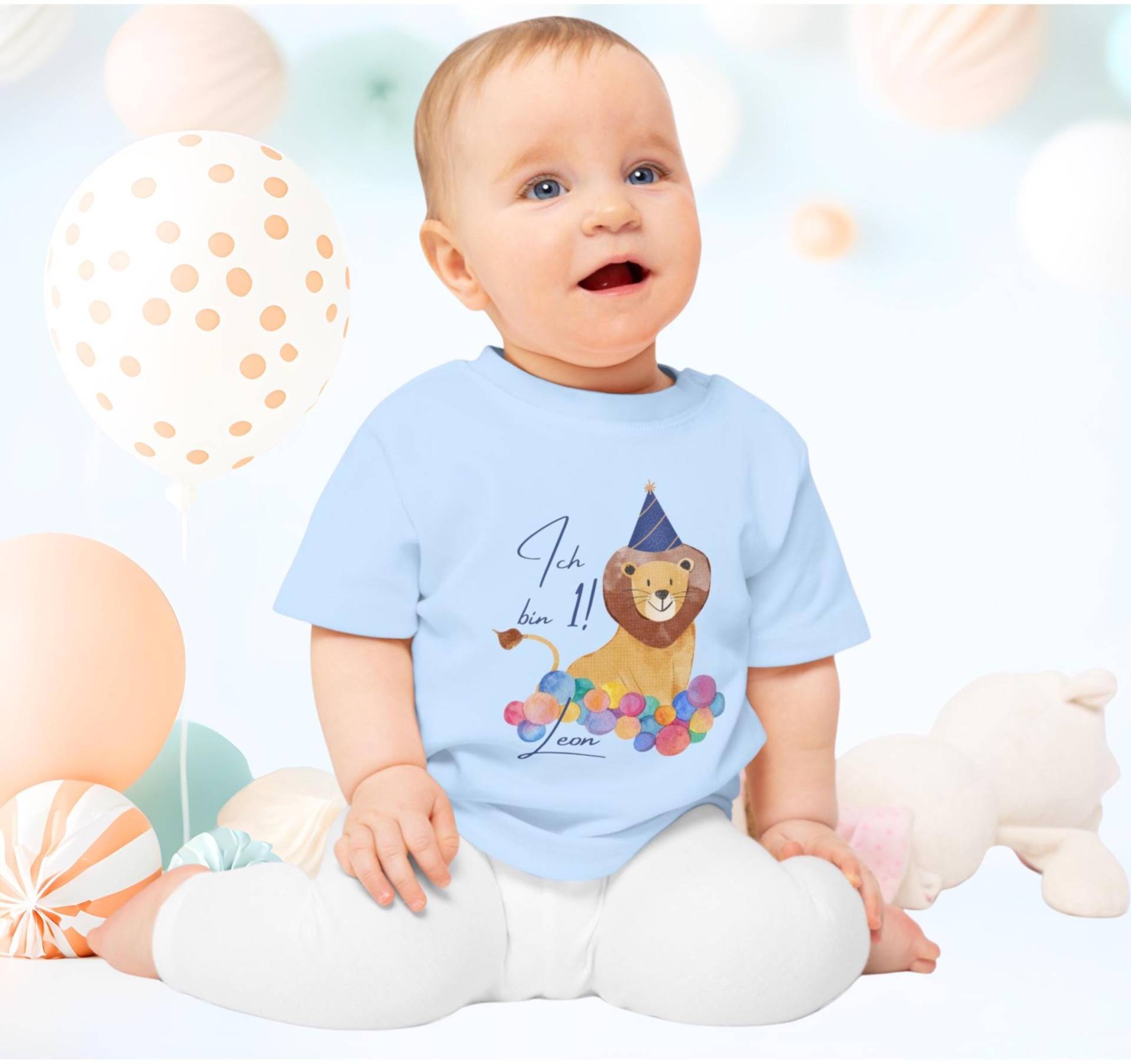 Baby Erster Geburtstag T-Shirt Personalisiert, Geschenke, Löwe, Outfit, Kindergeburtstag Wild One Leo von LouViDesigns