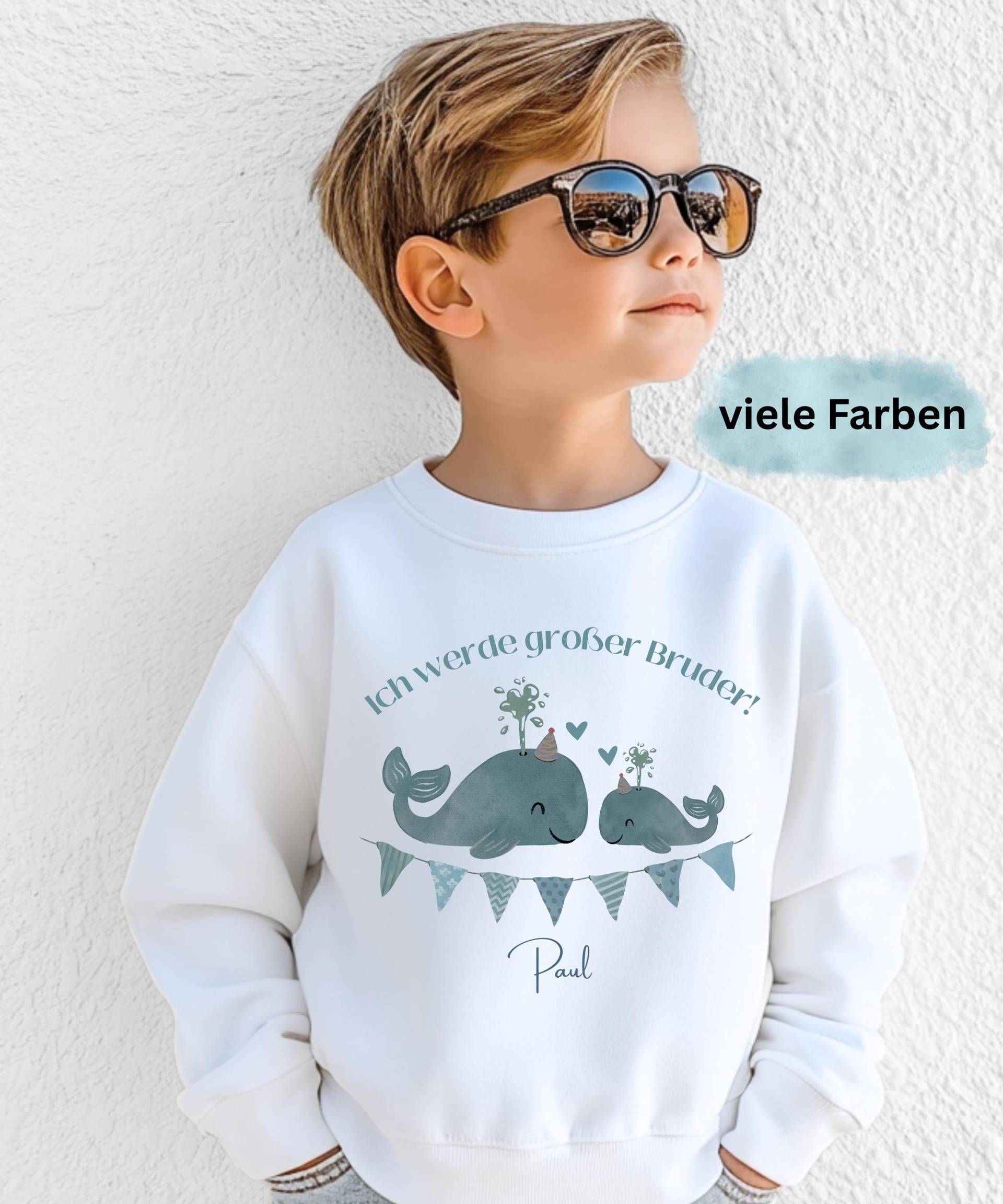 Personalisierte Pullover Großer Bruder, Wal, Geschwister Shirt, Geschenkidee Kind Schwangerschaft, Ich Werde Großer Kleine Schwester von LouViDesigns