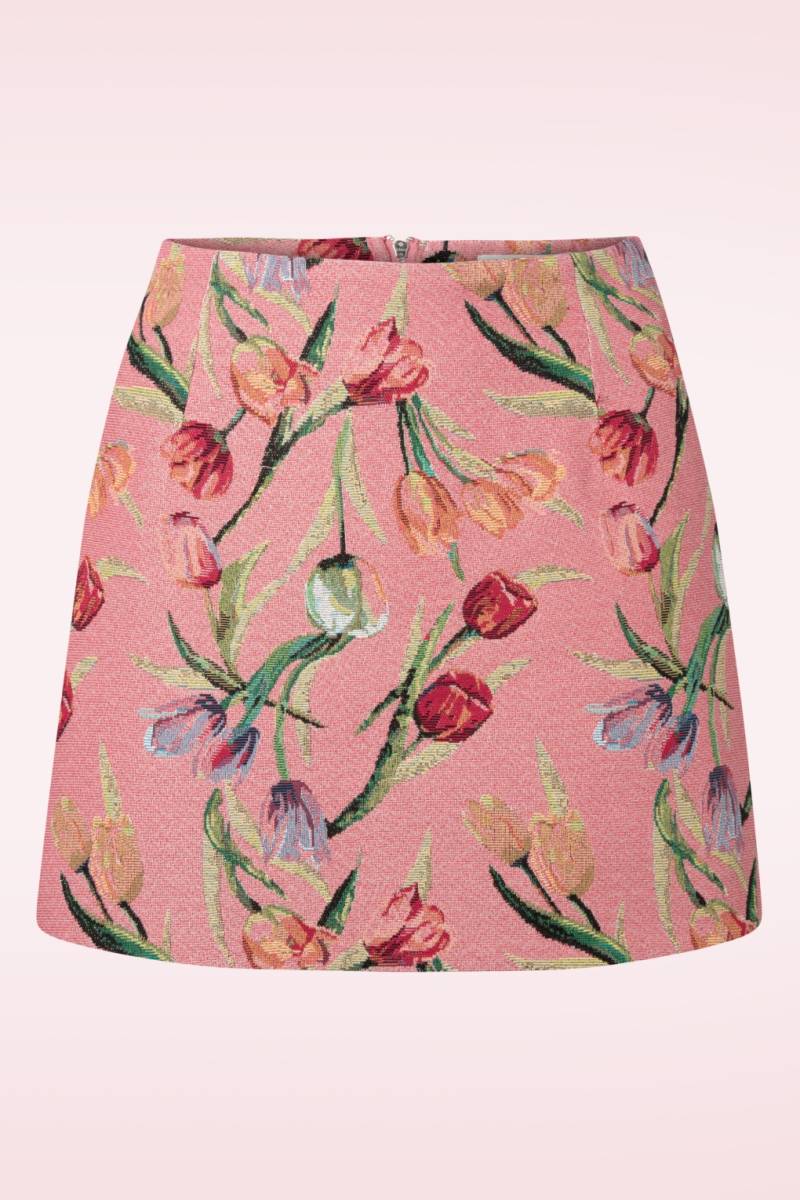 Aubin Tulip Jacquard A-Linie Minirock in Rosa von Louche