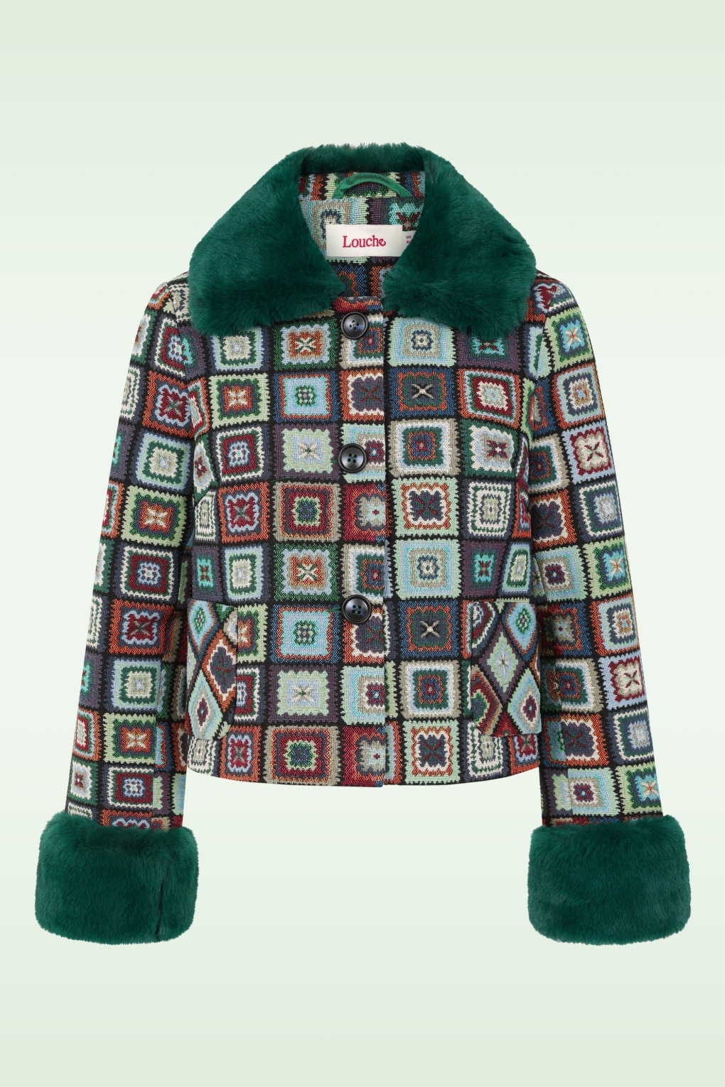Kent 70s Patch Kurzjacke mit Jacquardmuster in Multicolor Kent 70s Patch Kurzjacke mit Jacquardmuster in Multicolor von Louche