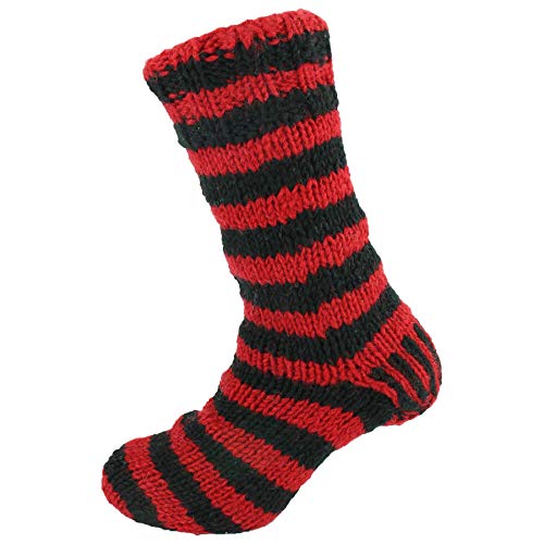 Loud Hats Gestreifte Wollsocken mit Fleecefutter Gr. Einheitsgröße, rot/schwarz Loud Hats Gestreifte Wollsocken mit Fleecefutter Gr. Einheitsgröße, rot/schwarz von Loud Hats