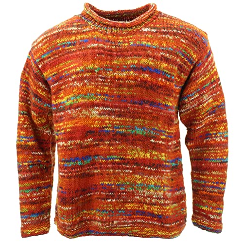 Grobstrick Pullover aus Wolle, Space Dye Retro Streifen, Sd Red Mix, S von Loud Jumpers