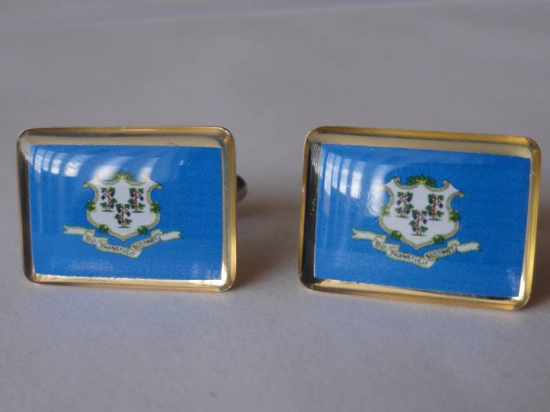 Conneticut State Flag Manschettenknöpfe, Reversnadeln, Krawattenstangen, Ohrringe, Schmuck Und Accessoires von LoudCufflinks