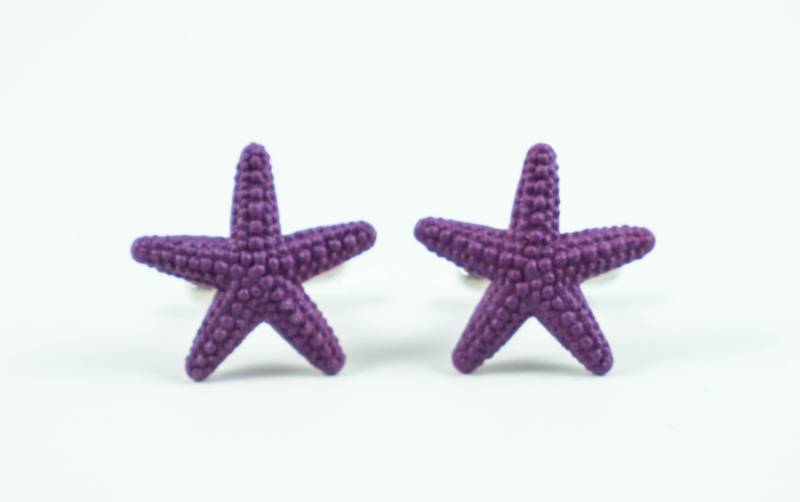 Lila Seestern Manschettenknöpfe, Reversnadeln, Krawattenstangen, Ohrringe, Schmuck Und Accessoires von LoudCufflinks