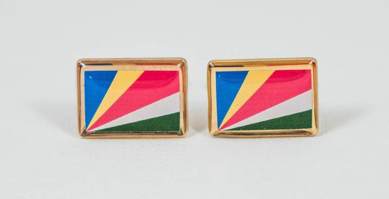 Seychellen Flagge Manschettenknöpfe, Reversnadeln, Krawattenstangen, Ohrringe, Schmuck Und Accessoires von LoudCufflinks