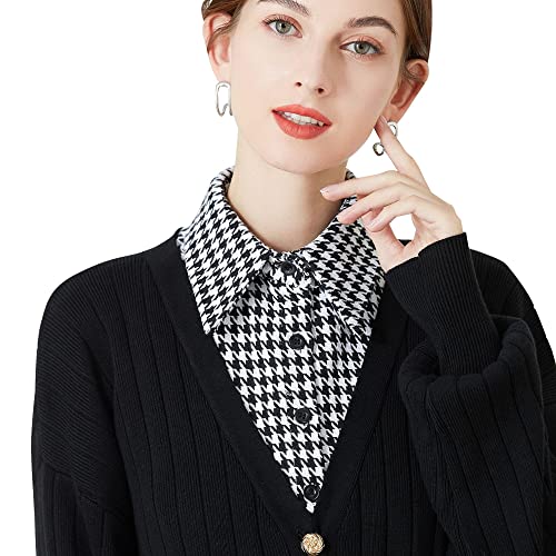 LoudSung Abnehmbare Halbhemdbluse Gefälschter Puppenkragen Falscher Kragen Kariertes Baumwolldesign für Frauen Mädchen von LoudSung