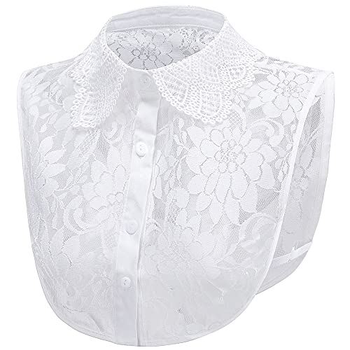 LoudSung Abnehmbare halbe Hemdbluse Falscher Kragen Gefälschter Kragen Spitzenoberteil Elegantes Aushöhlen Design für Frauen Mädchen von LoudSung