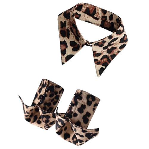 LoudSung Abnehmbarer falscher Kragen Leopardenmuster falsche Ärmel Handgelenkmanschetten Elegantes Design für Frauen und Mädchen von LoudSung