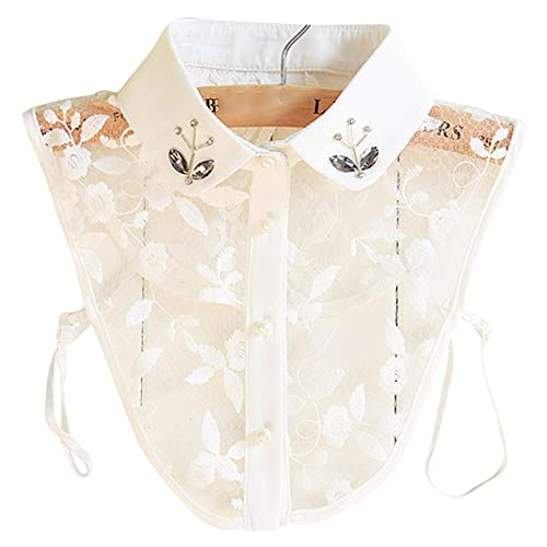LoudSung Bluse mit falschem Kragen und abnehmbarem Halbhemd, eleganter falscher Kragen, dekoratives Kristalldesign für Frauen und Mädchen von LoudSung