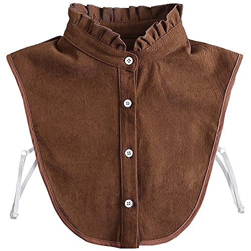 LoudSung Fake Collar Abnehmbare Bluse Falscher Kragen Halbe Hemden Kragen Braun Designed Top Elegant für Frauen Mädchen von LoudSung