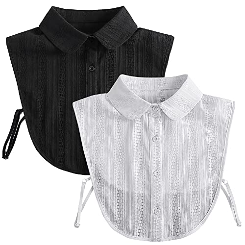LoudSung Fake Collar Abnehmbare halbe Hemdbluse Falscher Kragen Baumwolle Elegantes Design für Frauen Mädchen 2PCS von LoudSung