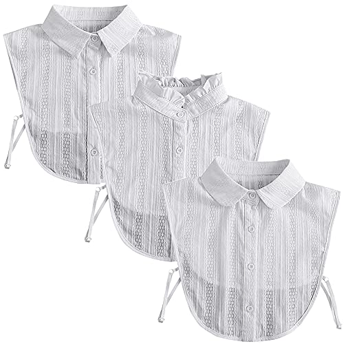 LoudSung Fake Collar Abnehmbare halbe Hemdbluse Falscher Kragen Baumwolle Elegantes Design für Frauen Mädchen Set 3ST von LoudSung