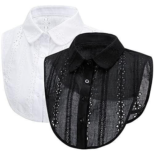 LoudSung Fake Collar Abnehmbare halbe Hemdbluse Falscher Kragen Blumenspitze Elegant für Frauen Mädchen von LoudSung