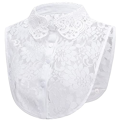 LoudSung Fake Collar Abnehmbare halbe Hemdbluse Falscher Kragen Spitze Aushöhlen Elegant für Frauen Mädchen von LoudSung