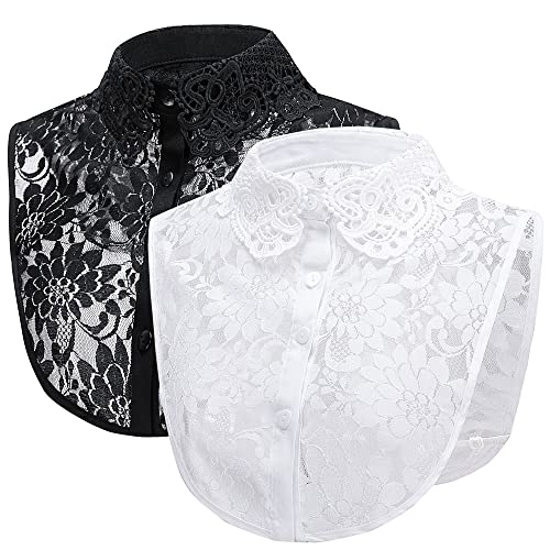LoudSung Fake Collar Abnehmbare halbe Hemdbluse Falscher Kragen Spitze Aushöhlen Elegant für Frauen Mädchen von LoudSung