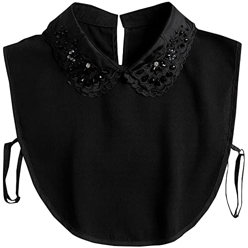 LoudSung Fake Collar Abnehmbare halbe Hemdbluse Stickerei Falscher Kragen Blumenspitze Elegant für Frauen Mädchen von LoudSung