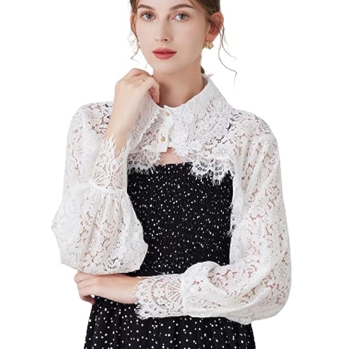 LoudSung Fake HALLAR Abnehmbares halbe Hemdbluse Falsch Kragen Langarm Party Kleider Ernte Top für Frauen Mädchen von LoudSung